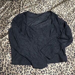 Vero Moda Lace Bustier Long Sleeve Crop - X-Large - Black